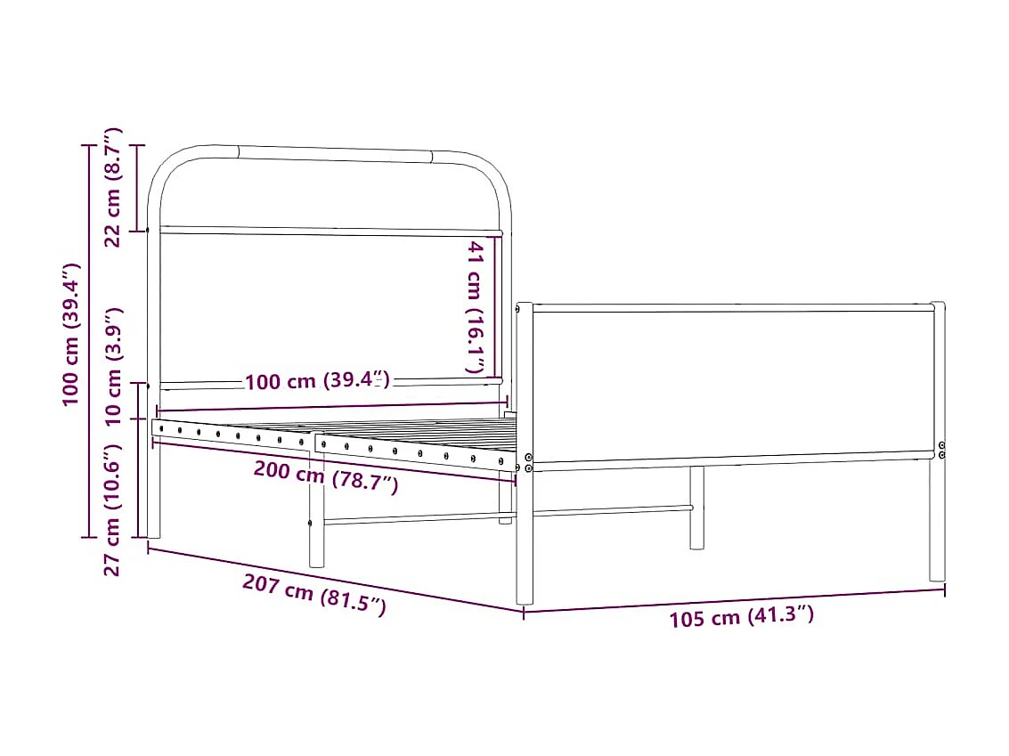 Letto per adulti | Letto singolo | Giroletto senza Materasso Rovere Sonoma 100x200cm in Truciolato