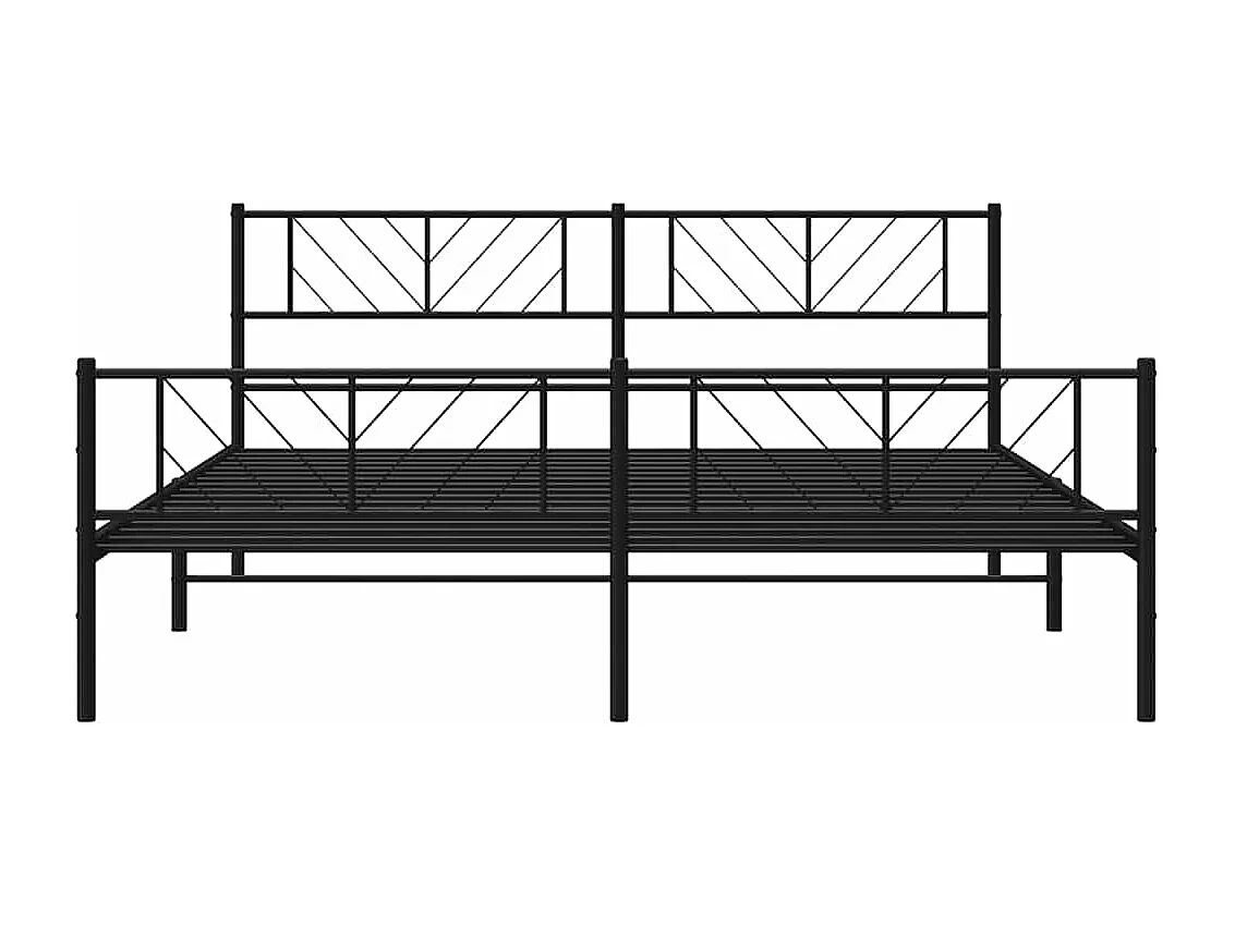 Lit double | Lit adulte | Cadre de lit métal avec pied de lit noir 193x203cm