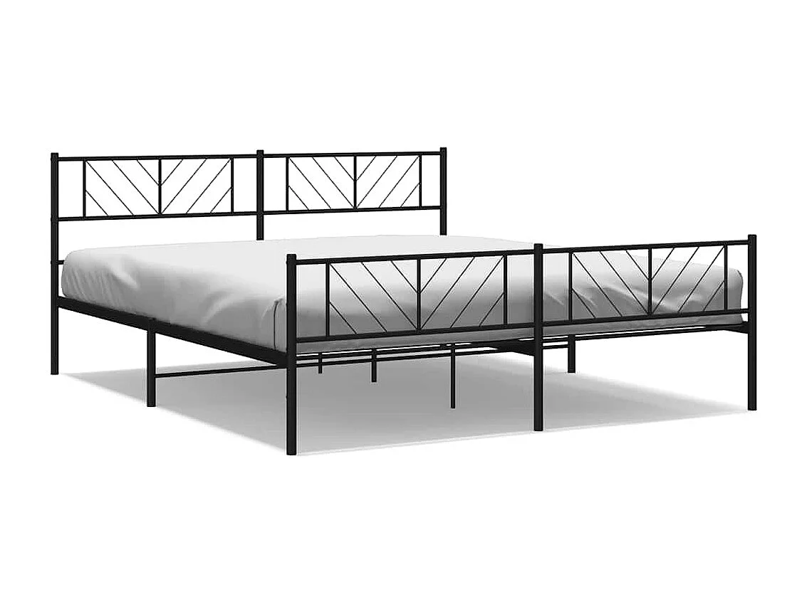 Lit double | Lit adulte | Cadre de lit métal avec pied de lit noir 193x203cm