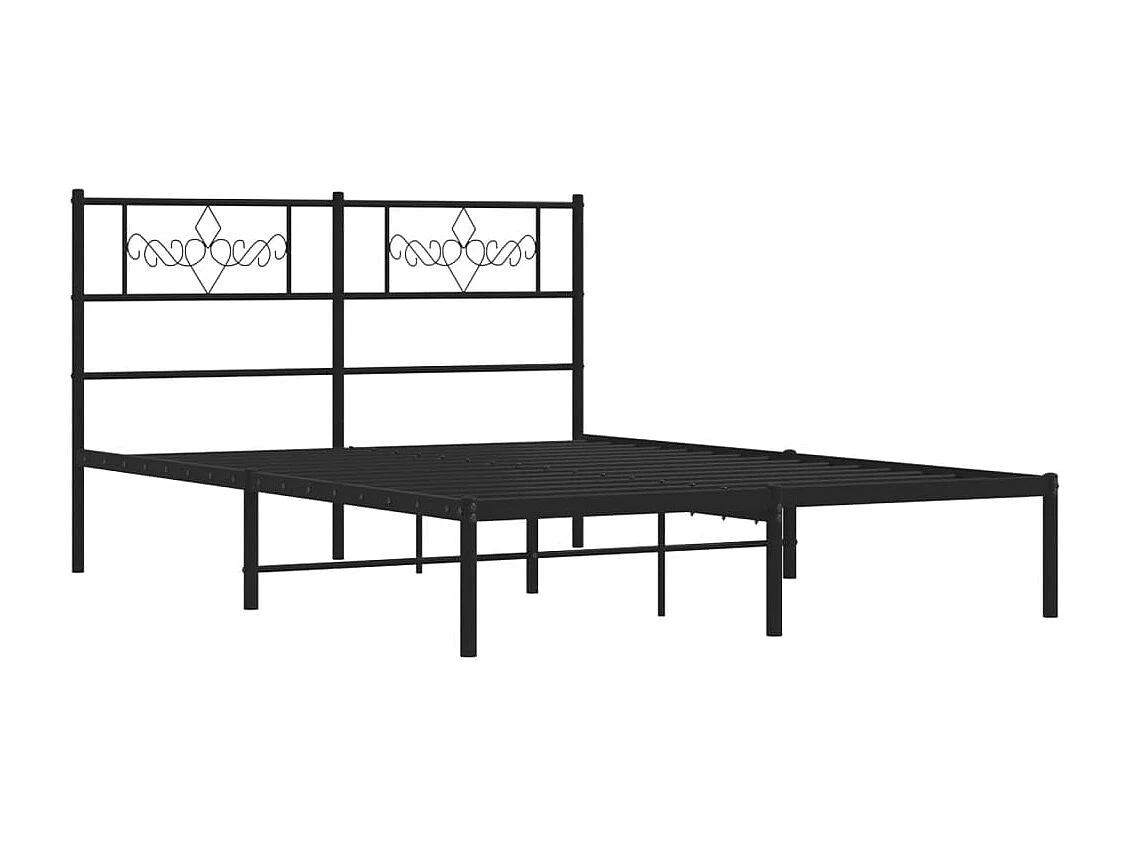 Lit double | Lit adulte | Cadre de lit métal avec tête de lit noir 140x190cm