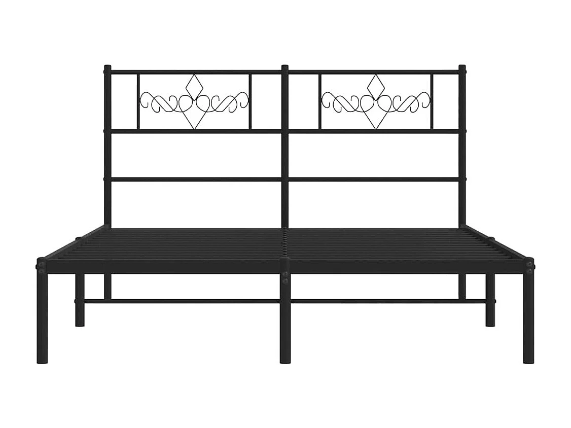 Lit double | Lit adulte | Cadre de lit métal avec tête de lit noir 140x190cm