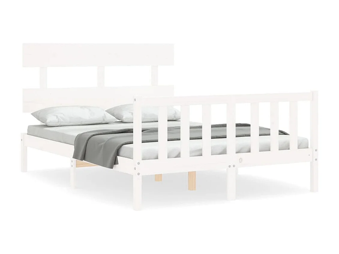 Lit simple | Lit adulte, enfant | Cadre de lit blanc 120x200 cm bois de pin massif