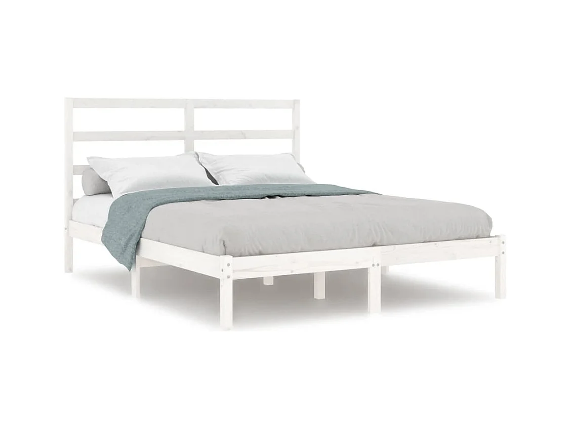 Lit simple | Lit adulte, enfant | Cadre de lit blanc 120x190 cm bois massif