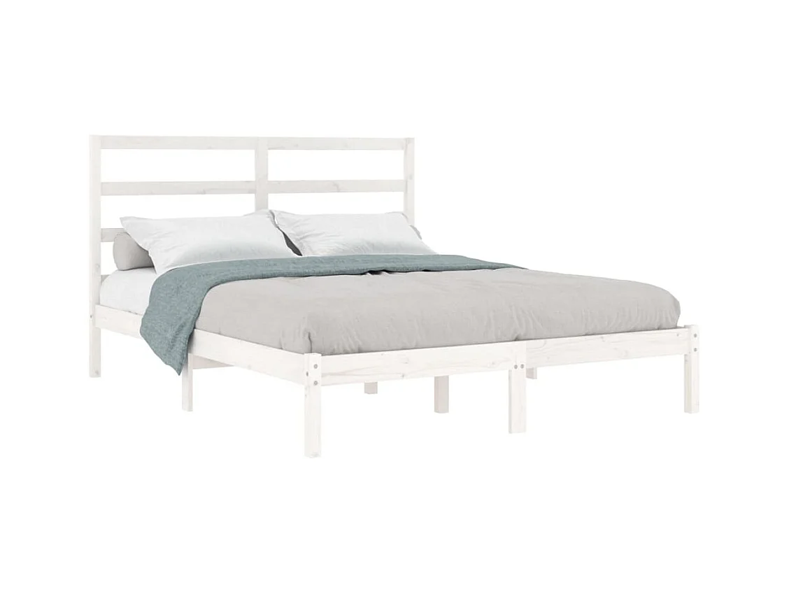 Lit simple | Lit adulte, enfant | Cadre de lit blanc 120x190 cm bois massif
