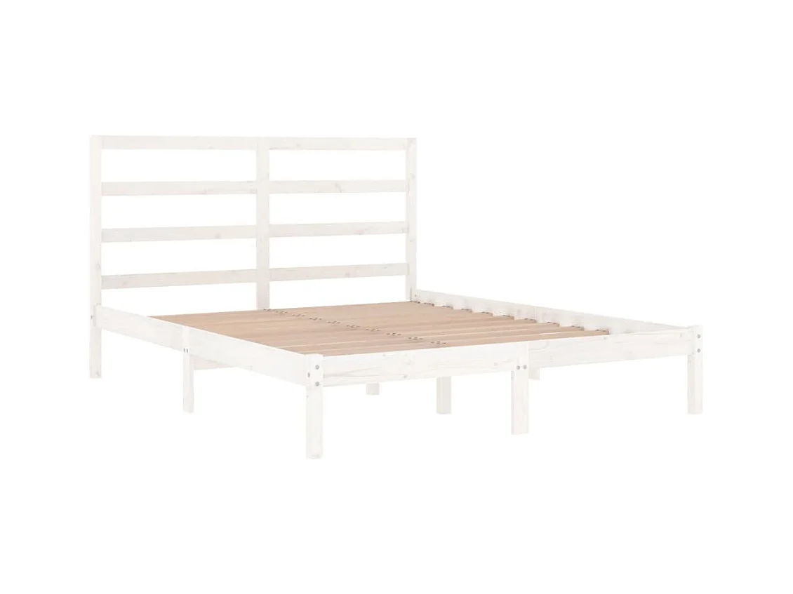 Lit simple | Lit adulte, enfant | Cadre de lit blanc 120x190 cm bois massif