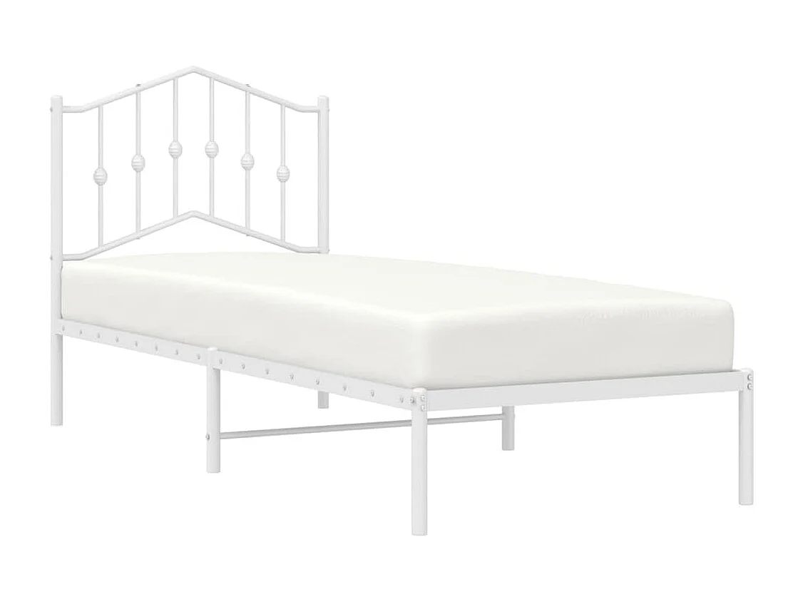 Lit simple | Lit adulte, enfant | Cadre de lit métal avec tête de lit blanc 90x190cm