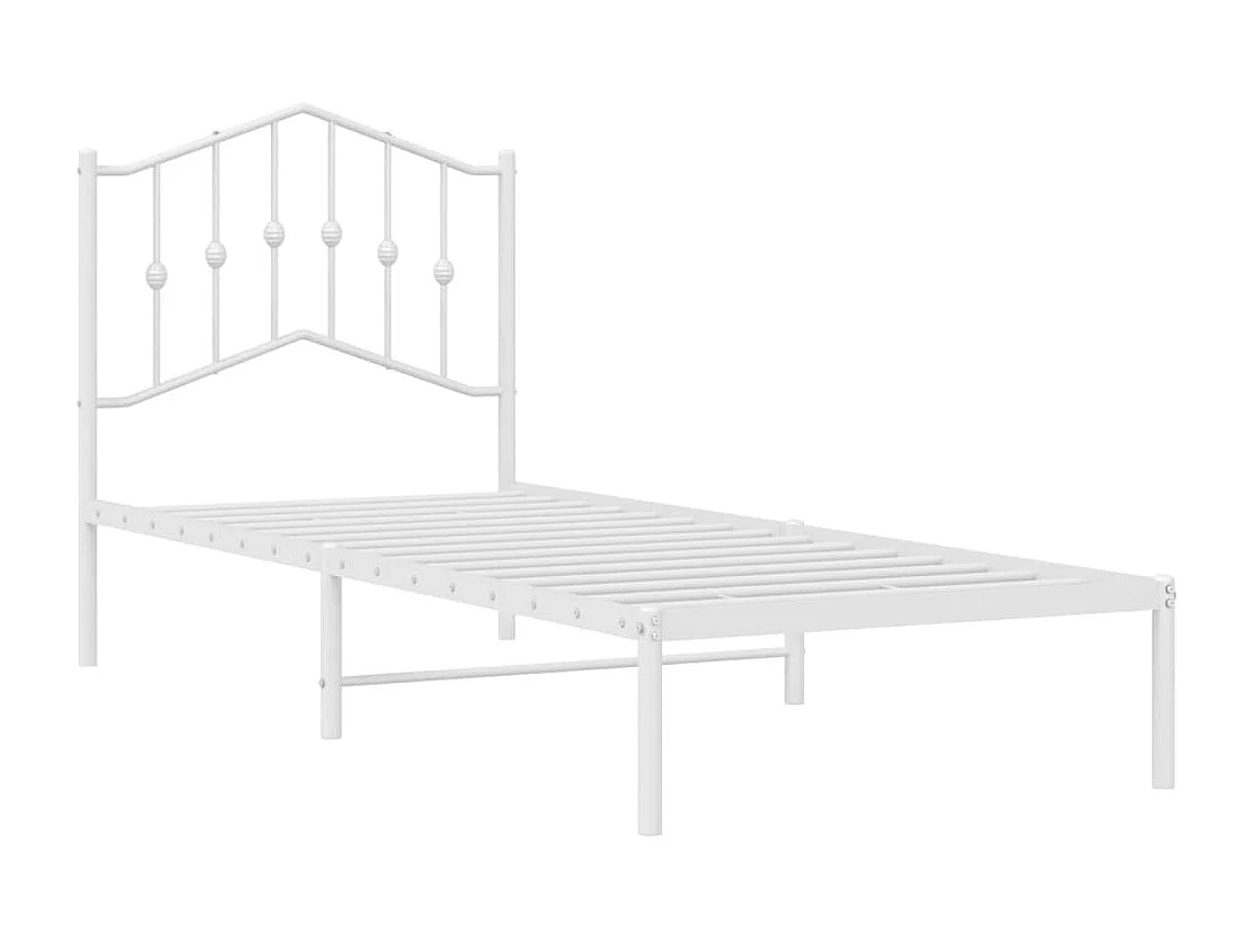Lit simple | Lit adulte, enfant | Cadre de lit métal avec tête de lit blanc 90x190cm