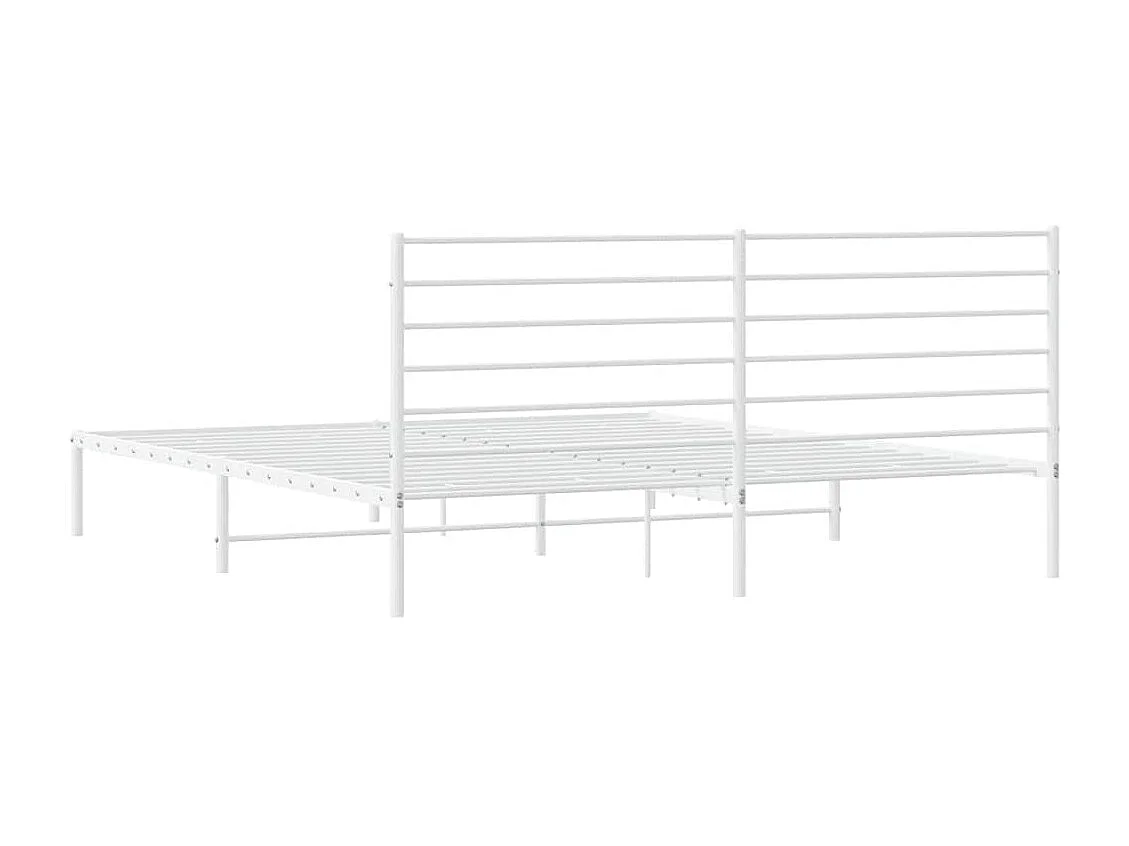 Lit double | Lit adulte | Cadre de lit métal et tête de lit blanc 183x213 cm