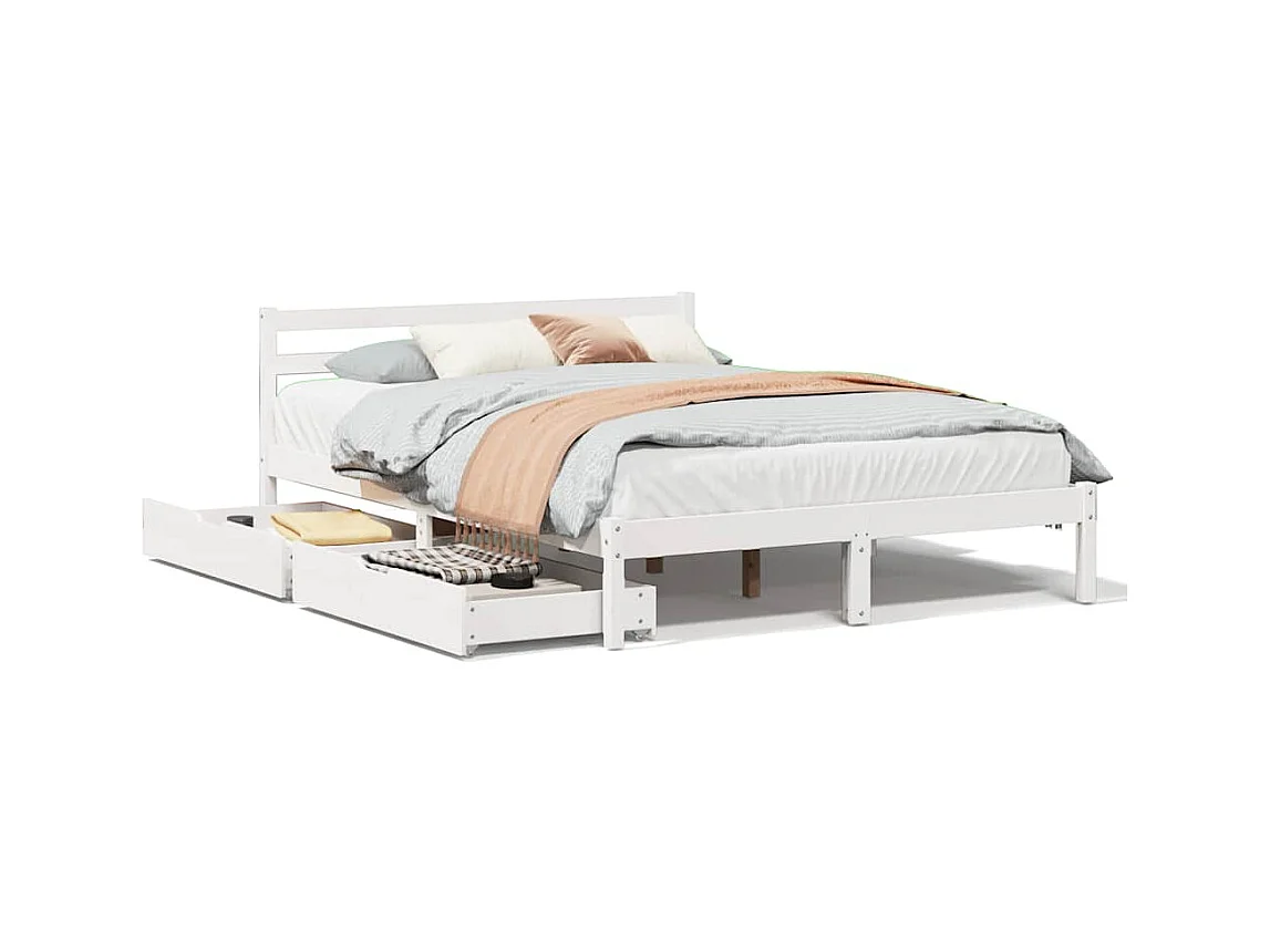 Lit simple | Lit adulte, enfant | Cadre de lit blanc 120x190 cm bois de pin massif