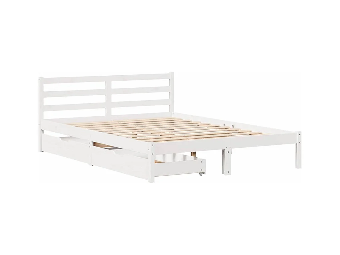 Lit simple | Lit adulte, enfant | Cadre de lit blanc 120x190 cm bois de pin massif