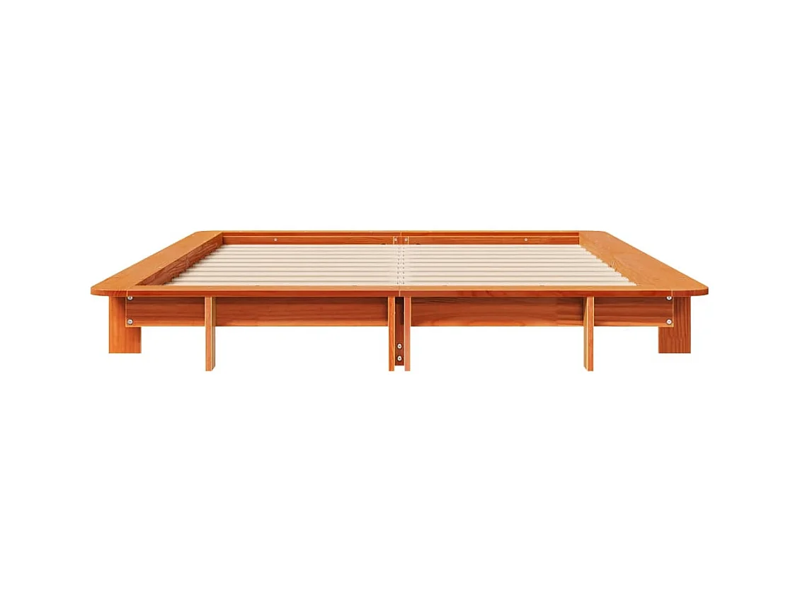Lit double | Lit adulte | Cadre de lit cire marron 135x190cm bois pin massif