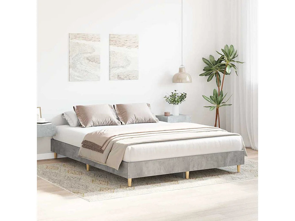 Letto per adulti | Letto matrimoniale | Giroletto senza Materasso Grigio Cemento 150x200 cm Truciolato