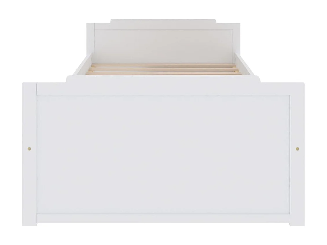 Lit simple | Lit adulte, enfant | Cadre de lit blanc bois de pin massif 90x200 cm