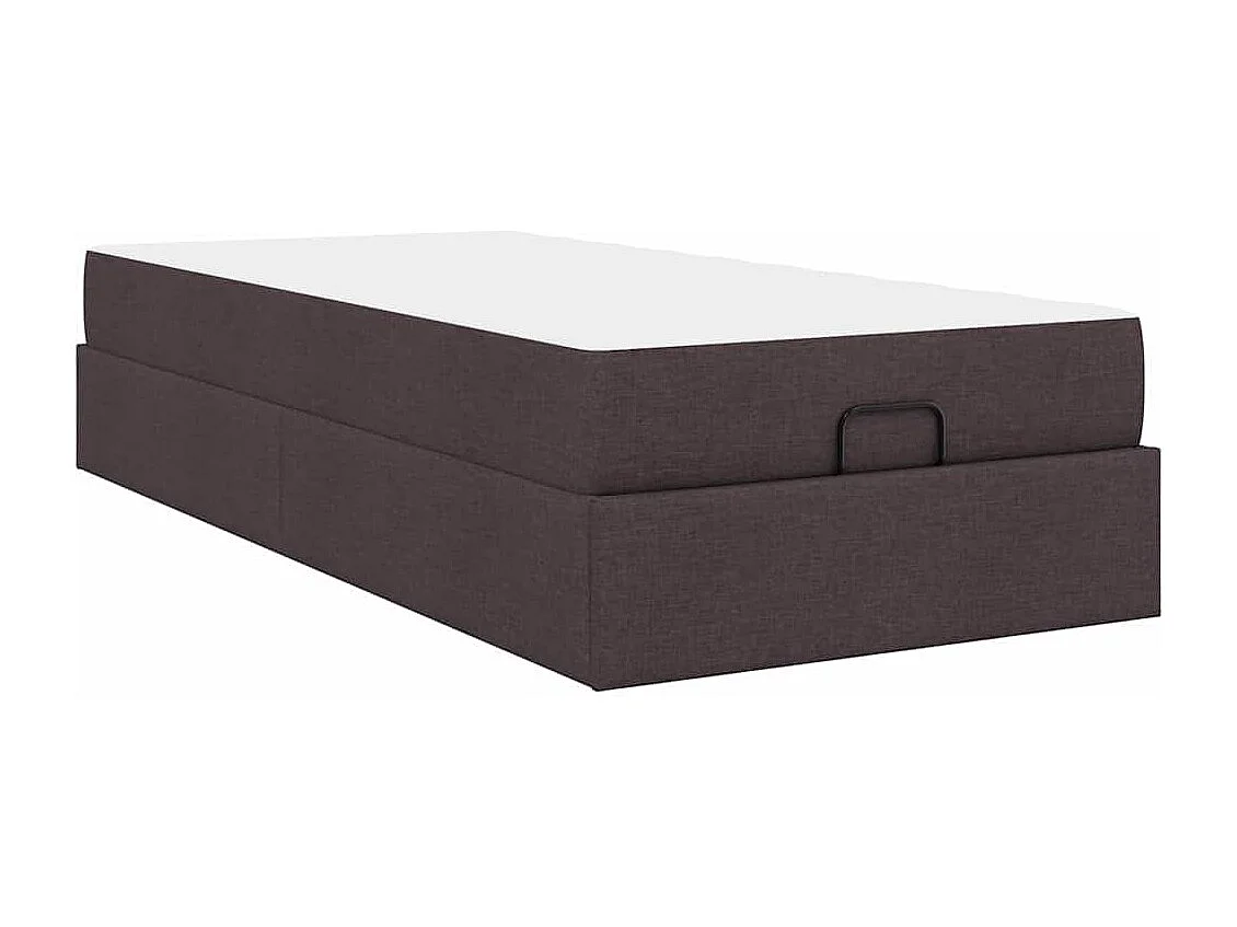Lit simple | Lit adulte, enfant | Cadre de lit avec matelas Marron foncé 90x200 cm tissu