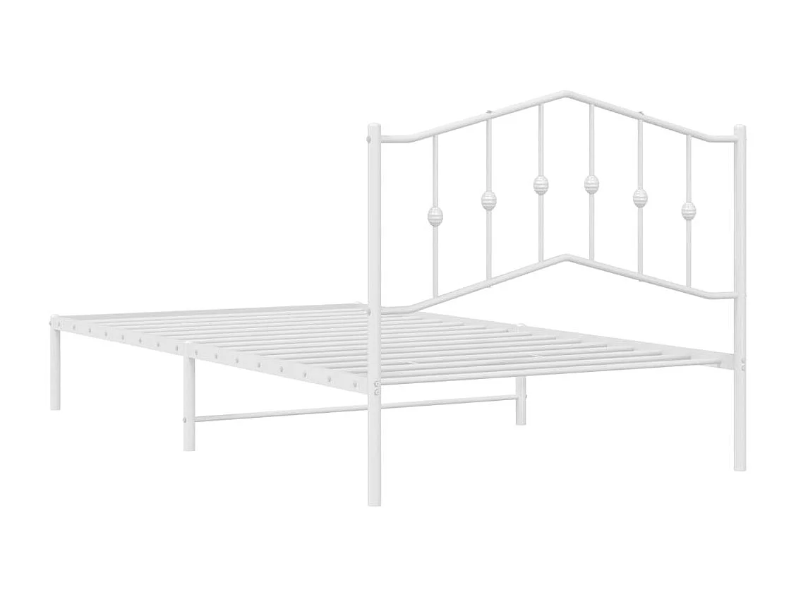 Lit simple | Lit adulte, enfant | Cadre de lit métal et tête de lit blanc 107x203 cm