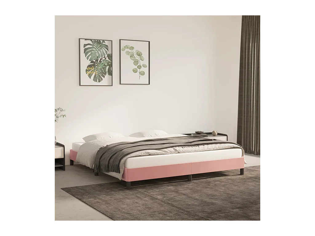 Lit double | Lit adulte | Cadre de lit rose 160x200 cm velours