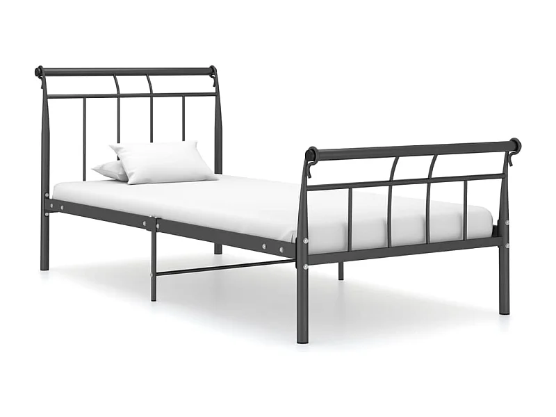 Lit simple | Lit adulte, enfant | Cadre de lit noir métal 100x200 cm