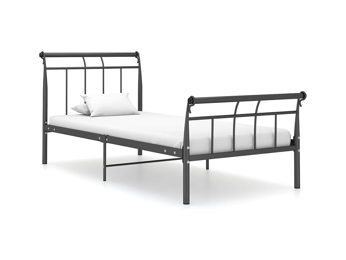 Lit simple | Lit adulte, enfant | Cadre de lit noir métal 100x200 cm