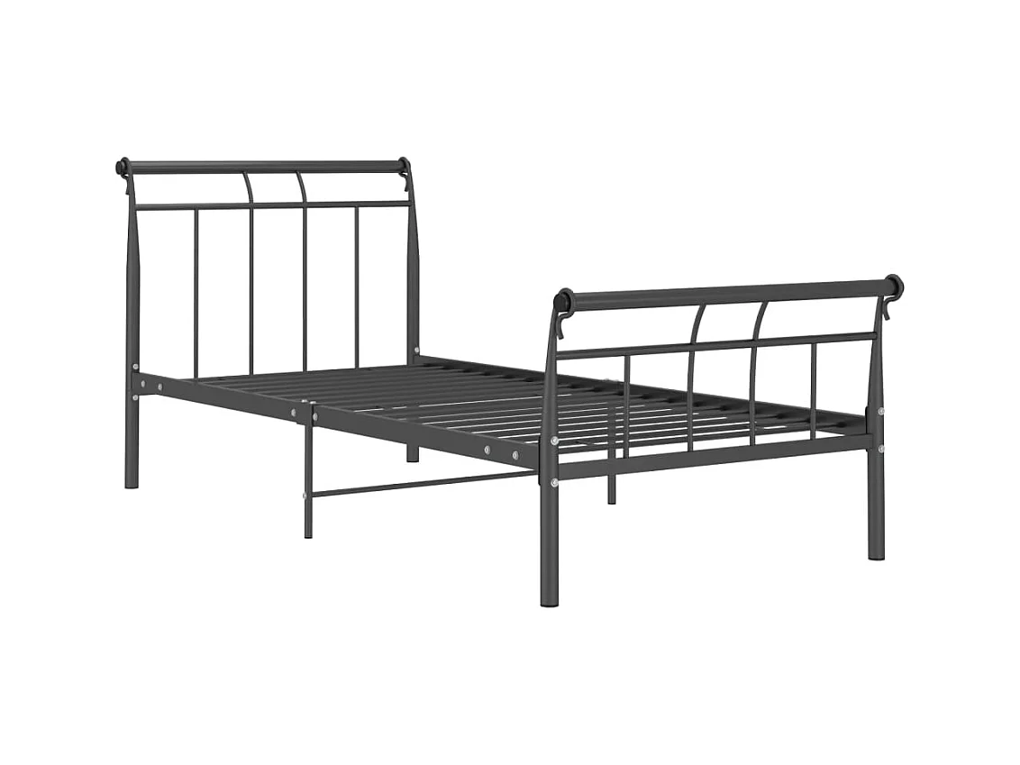 Lit simple | Lit adulte, enfant | Cadre de lit noir métal 100x200 cm