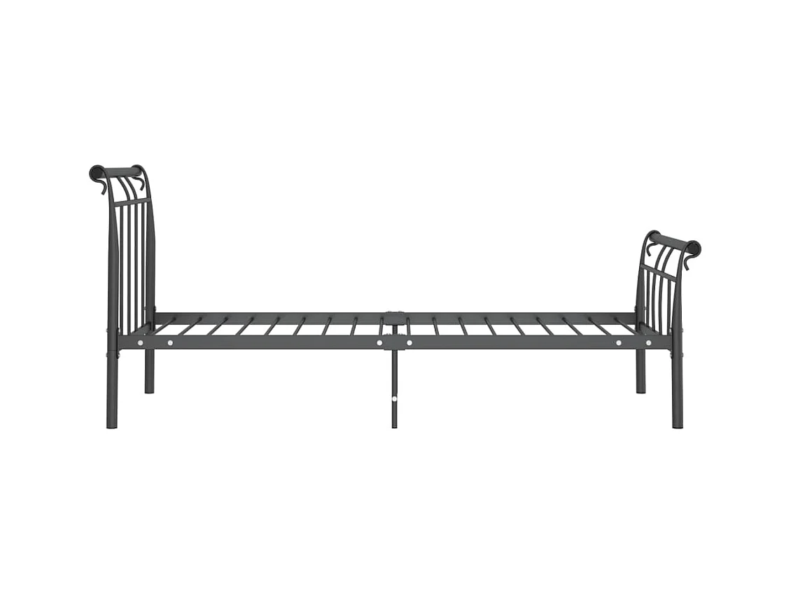 Lit simple | Lit adulte, enfant | Cadre de lit noir métal 100x200 cm