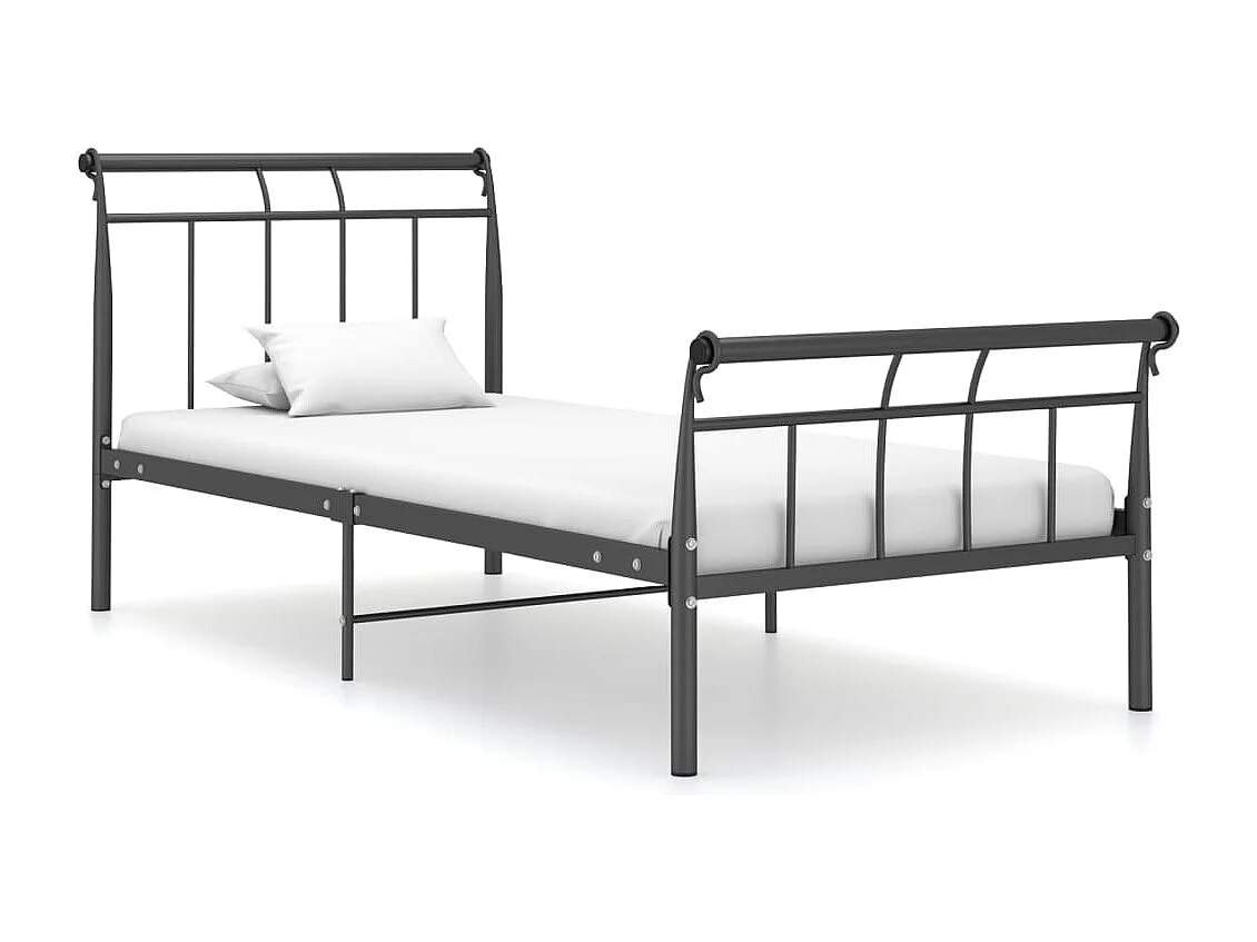 Lit simple | Lit adulte, enfant | Cadre de lit noir métal 100x200 cm