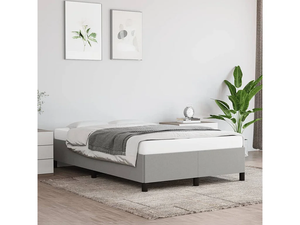 Lit simple | Lit adulte, enfant | Cadre de lit gris clair 120x190 cm tissu