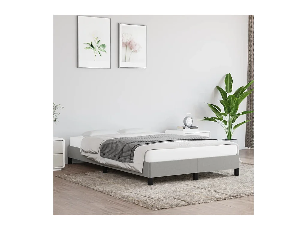 Lit simple | Lit adulte, enfant | Cadre de lit gris clair 120x200 cm tissu