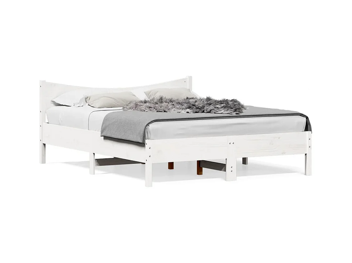 Lit double | Lit adulte | Cadre de lit blanc 160x200 cm bois de pin massif