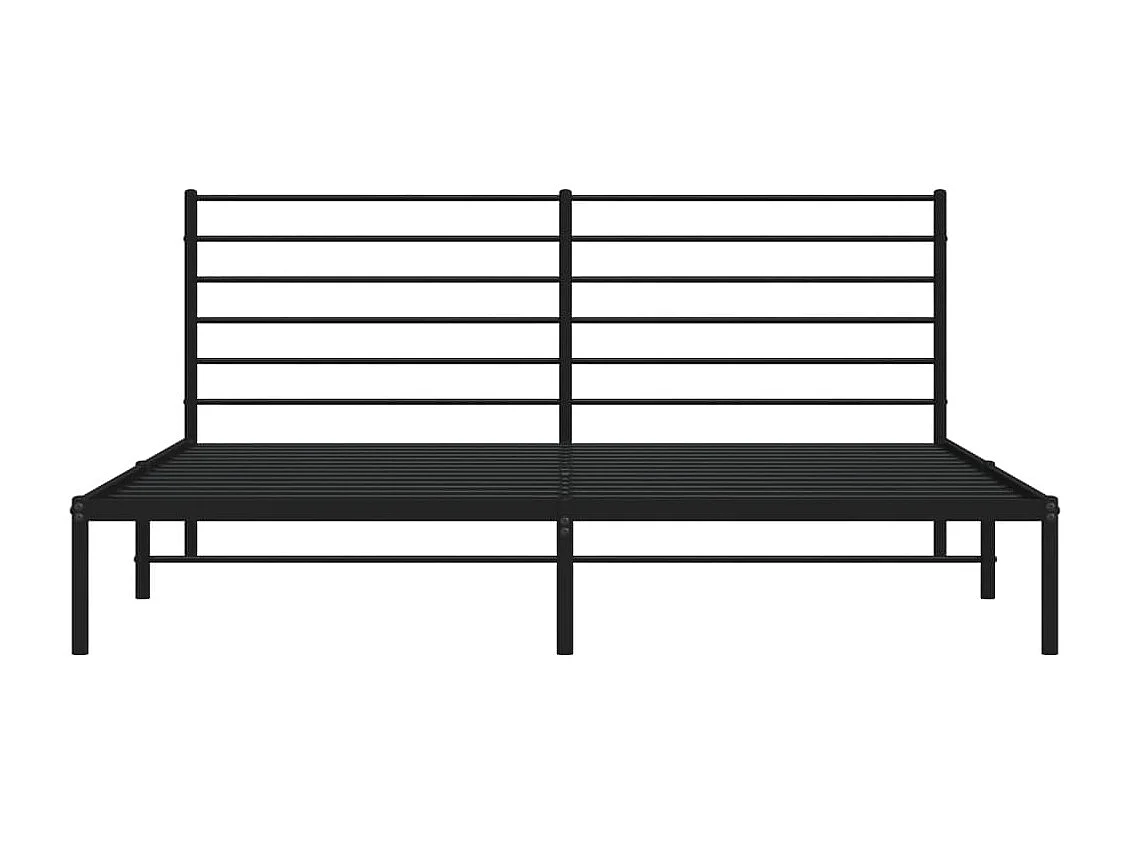 Lit double | Lit adulte | Cadre de lit métal avec tête de lit noir 200x200cm