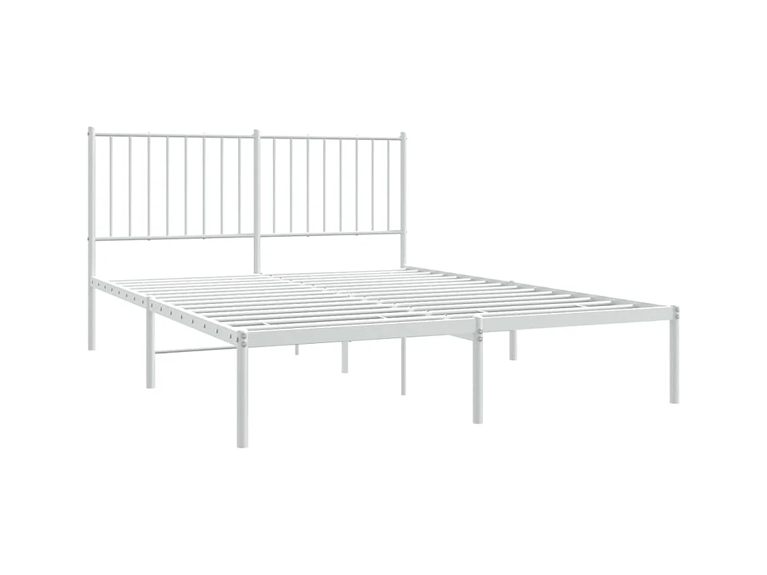 Lit double | Lit adulte | Cadre de lit métal et tête de lit blanc 140x200 cm