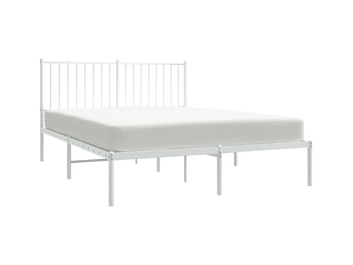 Lit double | Lit adulte | Cadre de lit métal et tête de lit blanc 140x200 cm