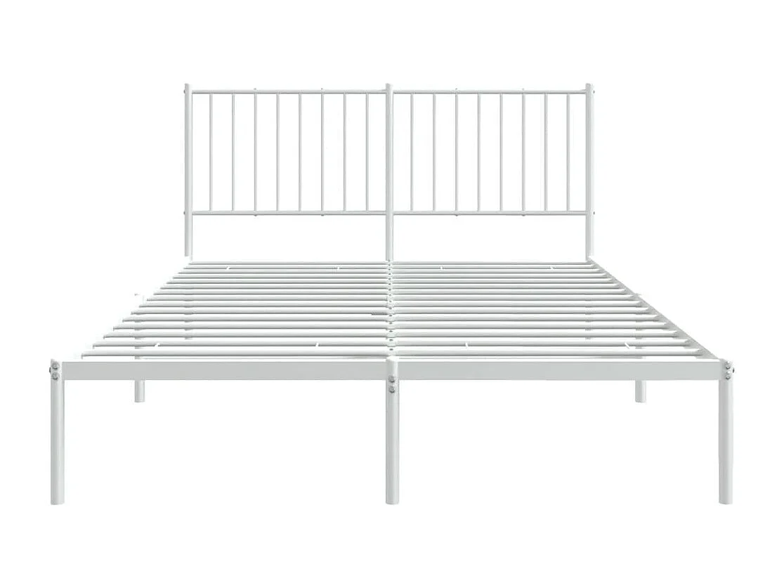 Lit double | Lit adulte | Cadre de lit métal et tête de lit blanc 140x200 cm