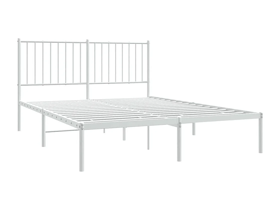 Lit double | Lit adulte | Cadre de lit métal et tête de lit blanc 140x200 cm