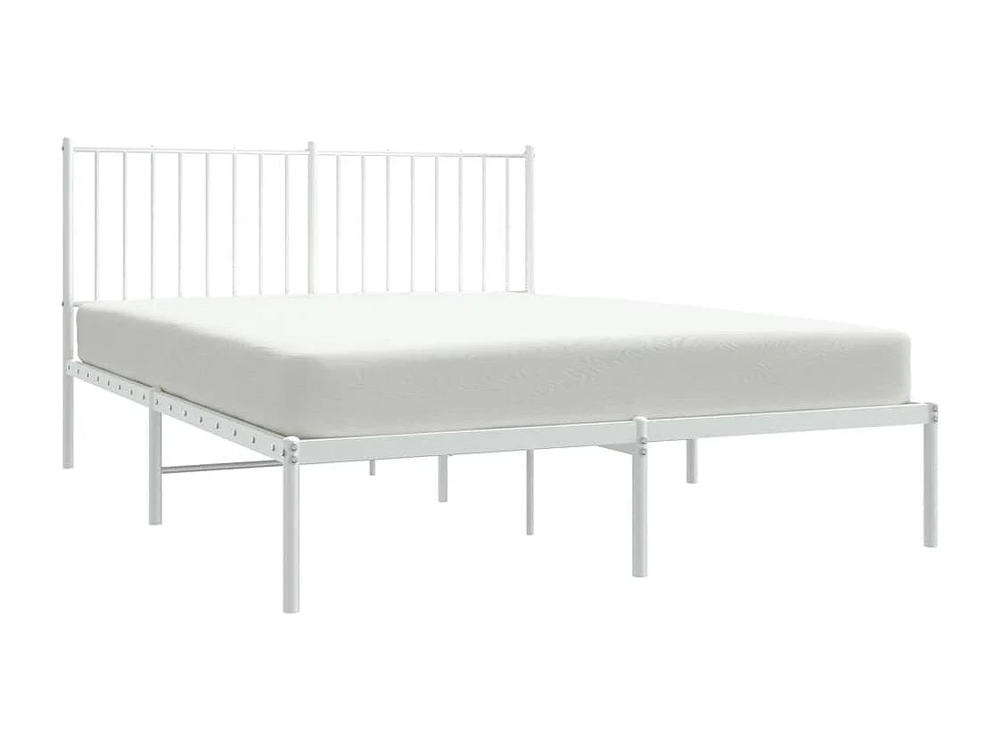 Lit double | Lit adulte | Cadre de lit métal et tête de lit blanc 140x200 cm