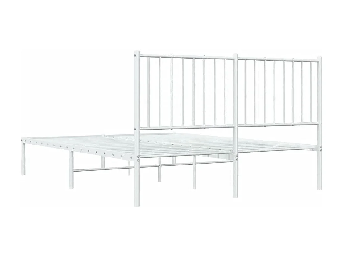 Lit double | Lit adulte | Cadre de lit métal et tête de lit blanc 140x200 cm