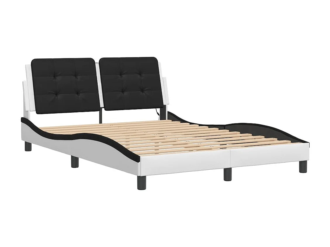 Bedframe | Eenpersoonsbed met LED zonder matras "Zadar" wit en zwart 120x200 cm