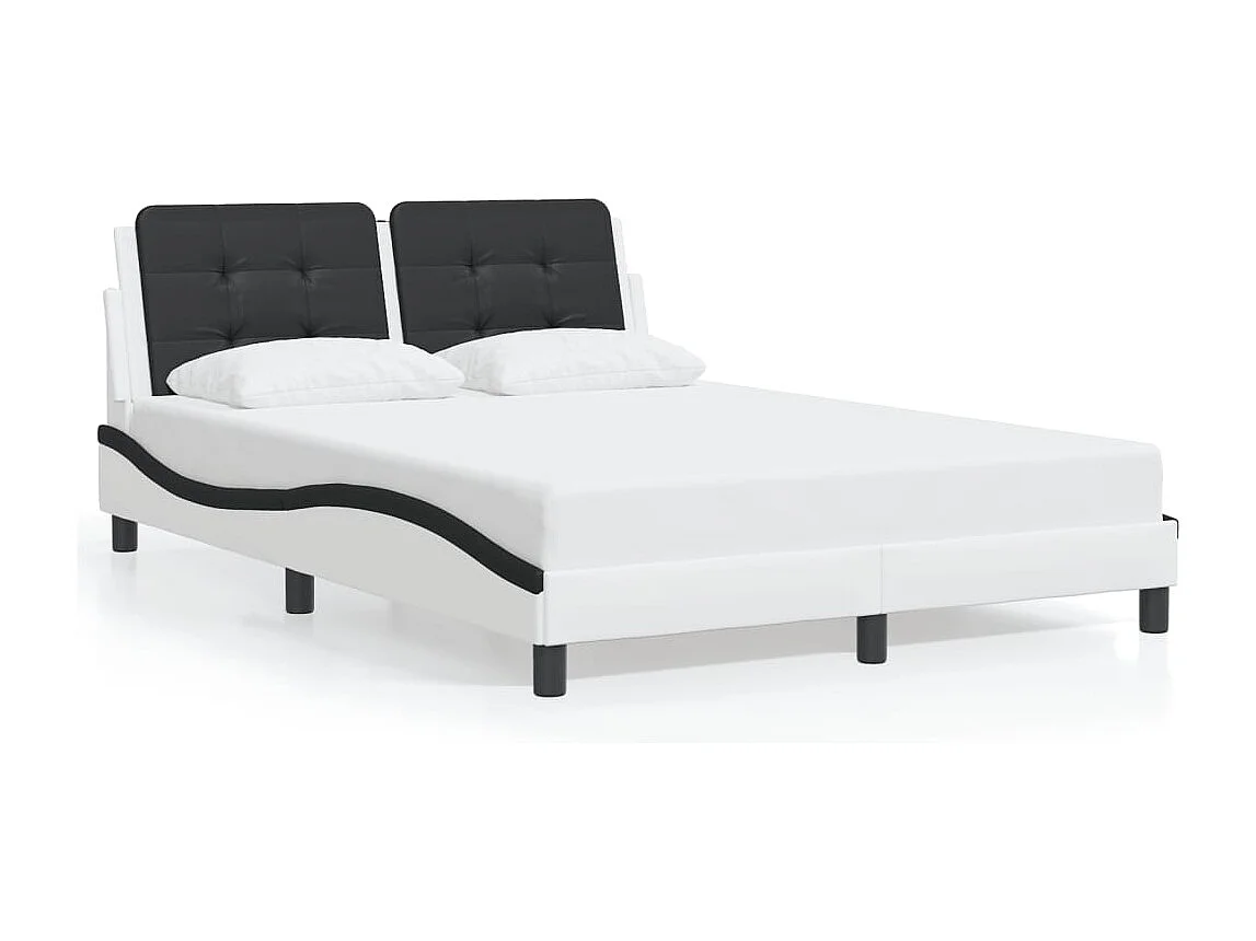 Bedframe | Eenpersoonsbed met LED zonder matras "Zadar" wit en zwart 120x200 cm