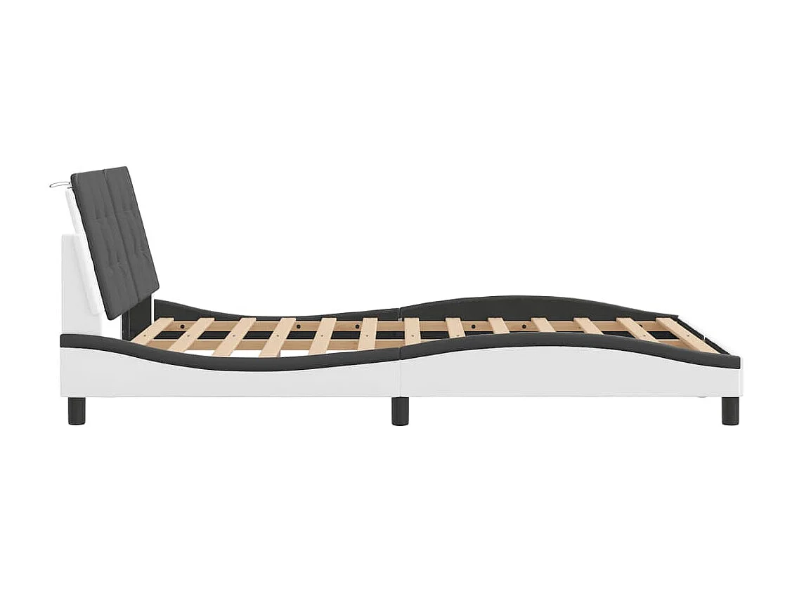 Bedframe | Eenpersoonsbed met LED zonder matras "Zadar" wit en zwart 120x200 cm