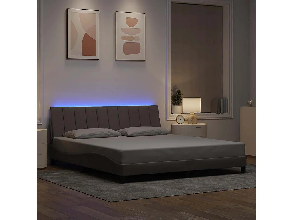 Lit double | Lit adulte | Cadre de lit taupe 180x200 cm tissu