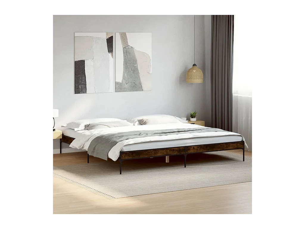 Lit double | Lit adulte | Cadre de lit chêne fumé 200x200 cm