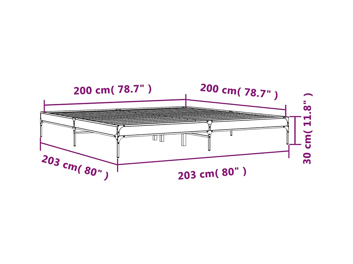 Lit double | Lit adulte | Cadre de lit chêne fumé 200x200 cm