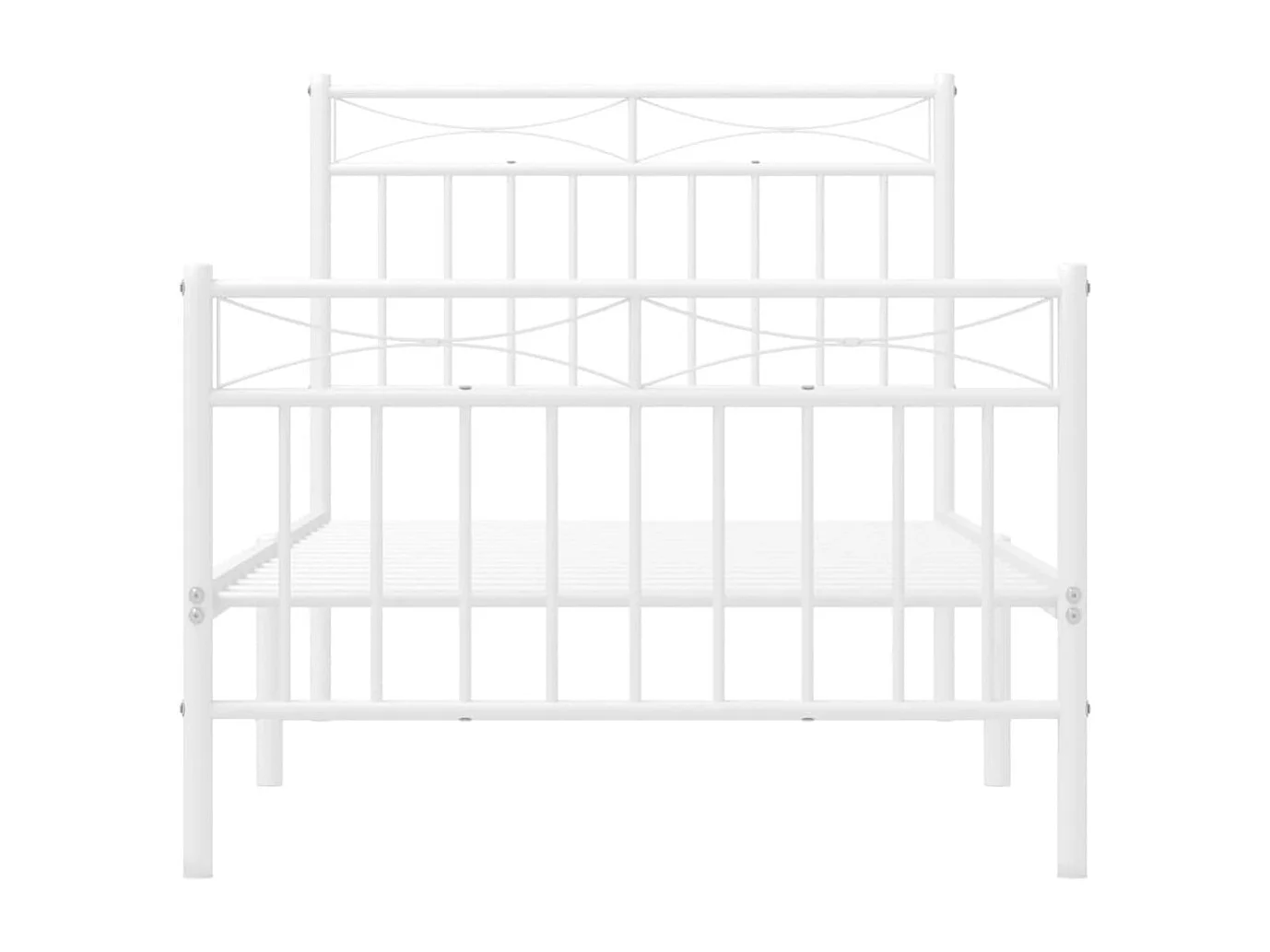 Lit simple | Lit adulte, enfant | Cadre de lit métal avec pied de lit blanc 90x190cm