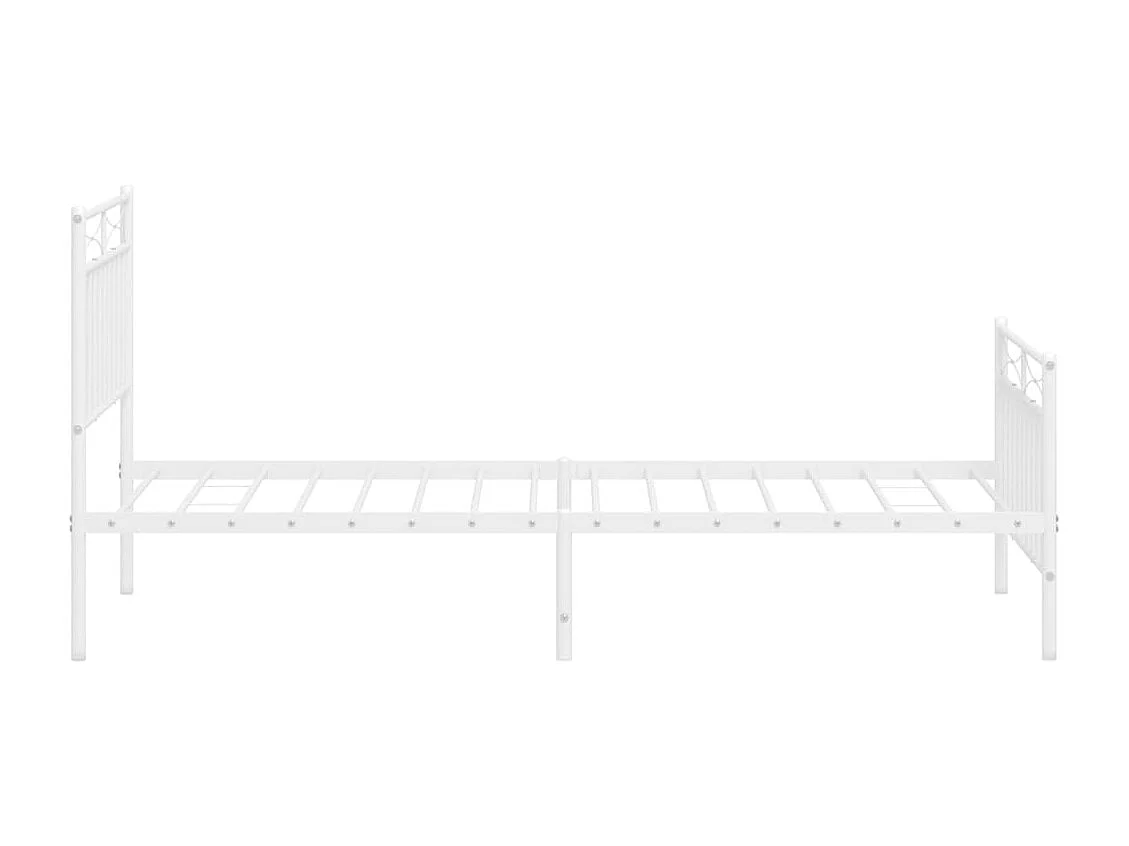 Lit simple | Lit adulte, enfant | Cadre de lit métal avec pied de lit blanc 90x190cm