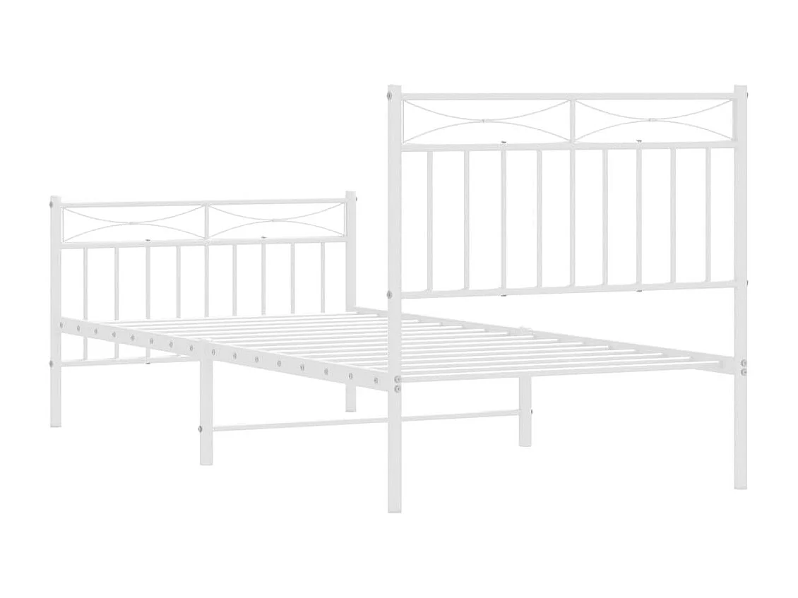 Lit simple | Lit adulte, enfant | Cadre de lit métal avec pied de lit blanc 90x190cm