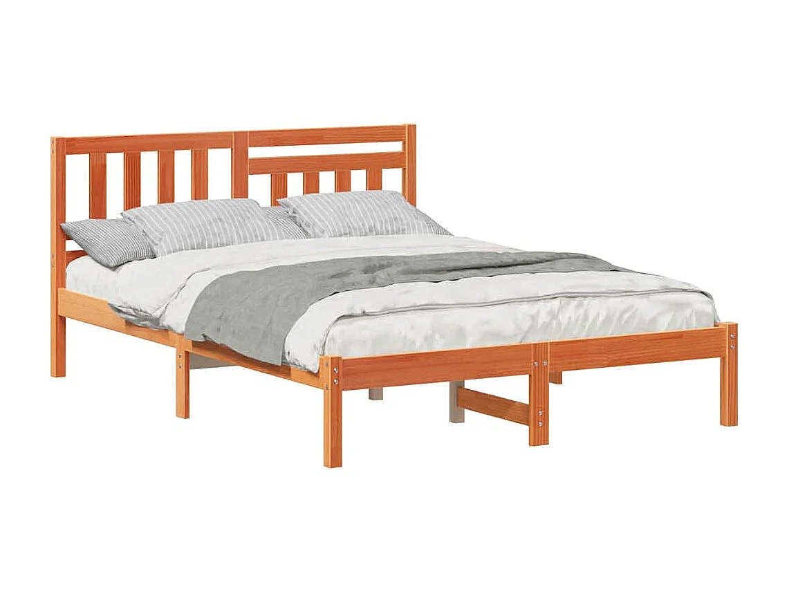 Lit simple | Lit adulte, enfant | Cadre de lit Marron cire 120x190 cm Bois massif en pin