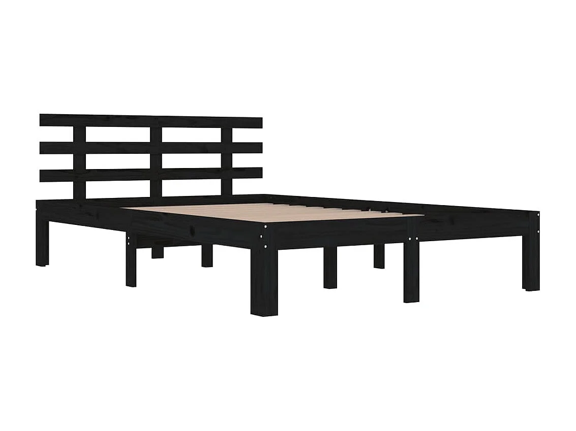 Lit double | Lit adulte | Cadre de lit noir bois massif 200x200 cm