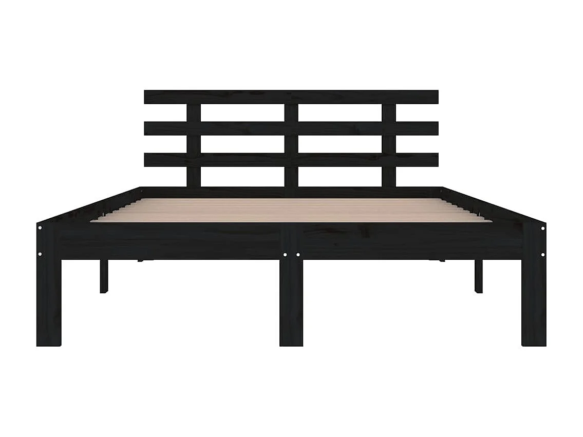 Lit double | Lit adulte | Cadre de lit noir bois massif 200x200 cm