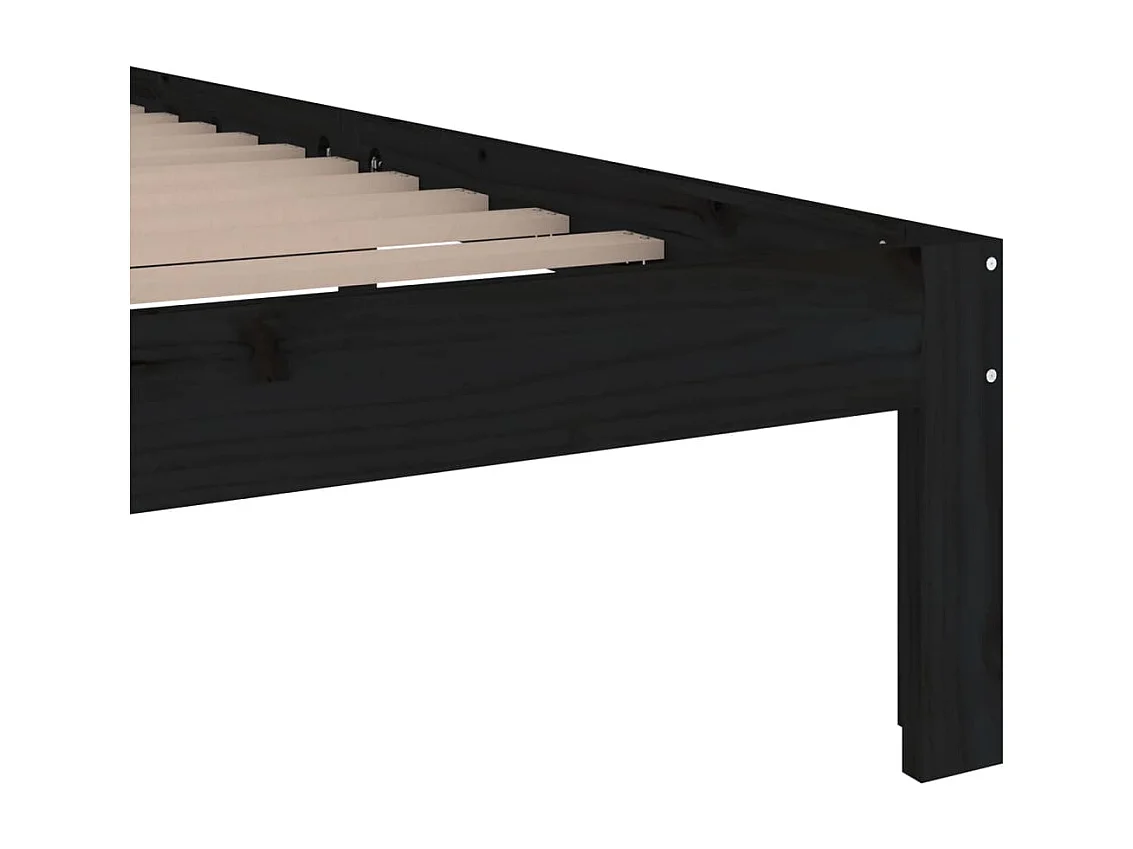 Lit double | Lit adulte | Cadre de lit noir bois massif 200x200 cm