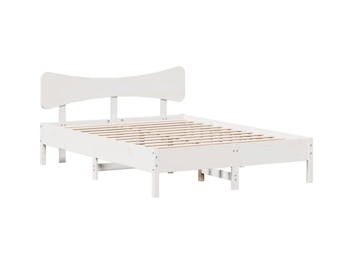 Lit simple | Lit adulte, enfant | Cadre de lit blanc 120x190 cm bois de pin massif