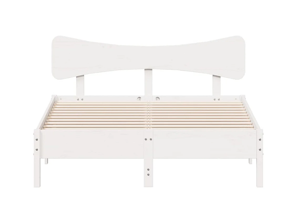 Lit simple | Lit adulte, enfant | Cadre de lit blanc 120x190 cm bois de pin massif
